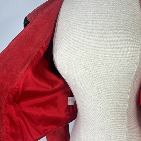 Tony Lama America red leather and suede fringe studded jacket vintage - Picture 10 of 16